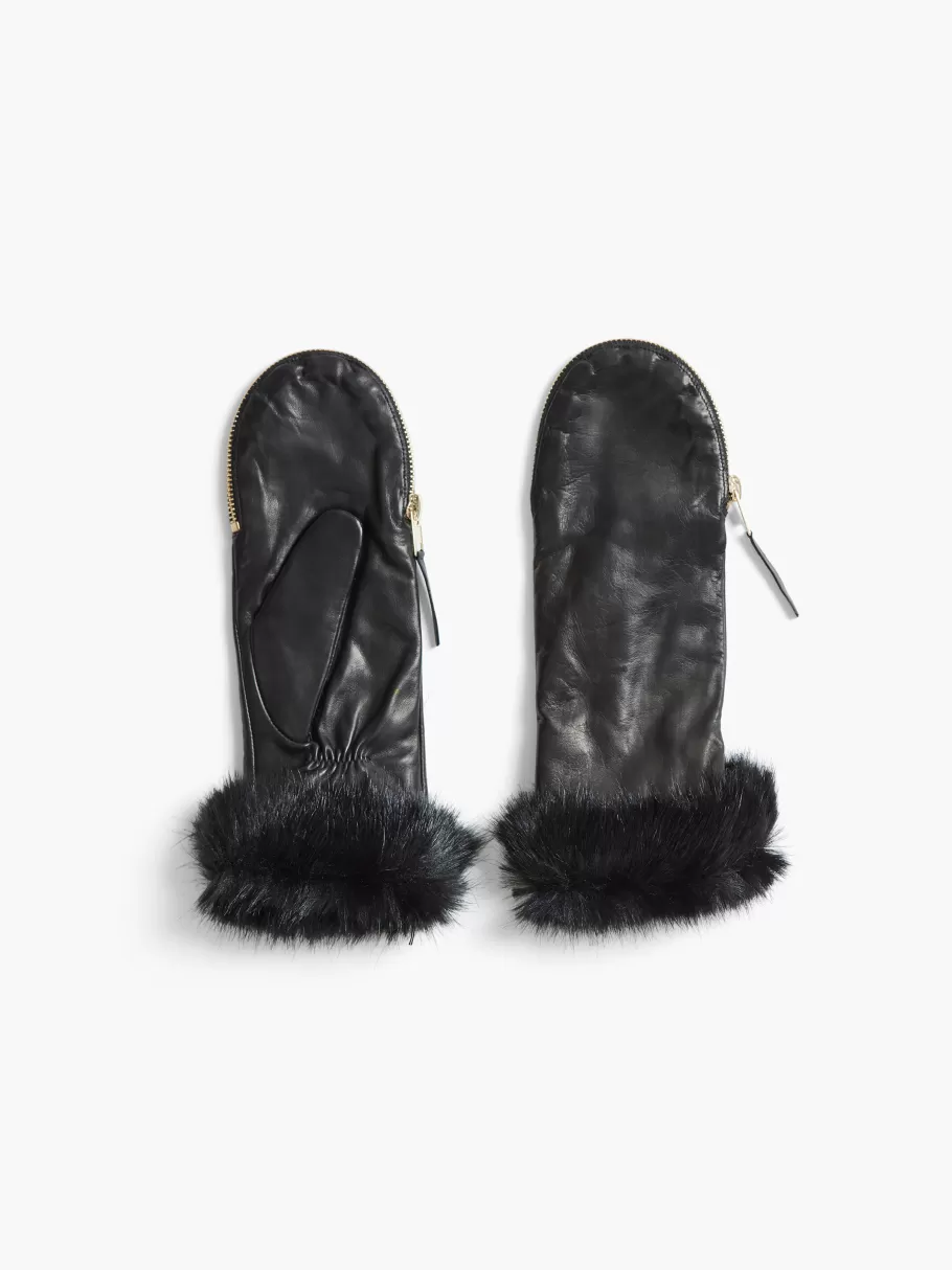 NIC+ZOE Amato Zipper Mitten W/ Faux Fur Mouton Cuff^Women Scarves + Gloves