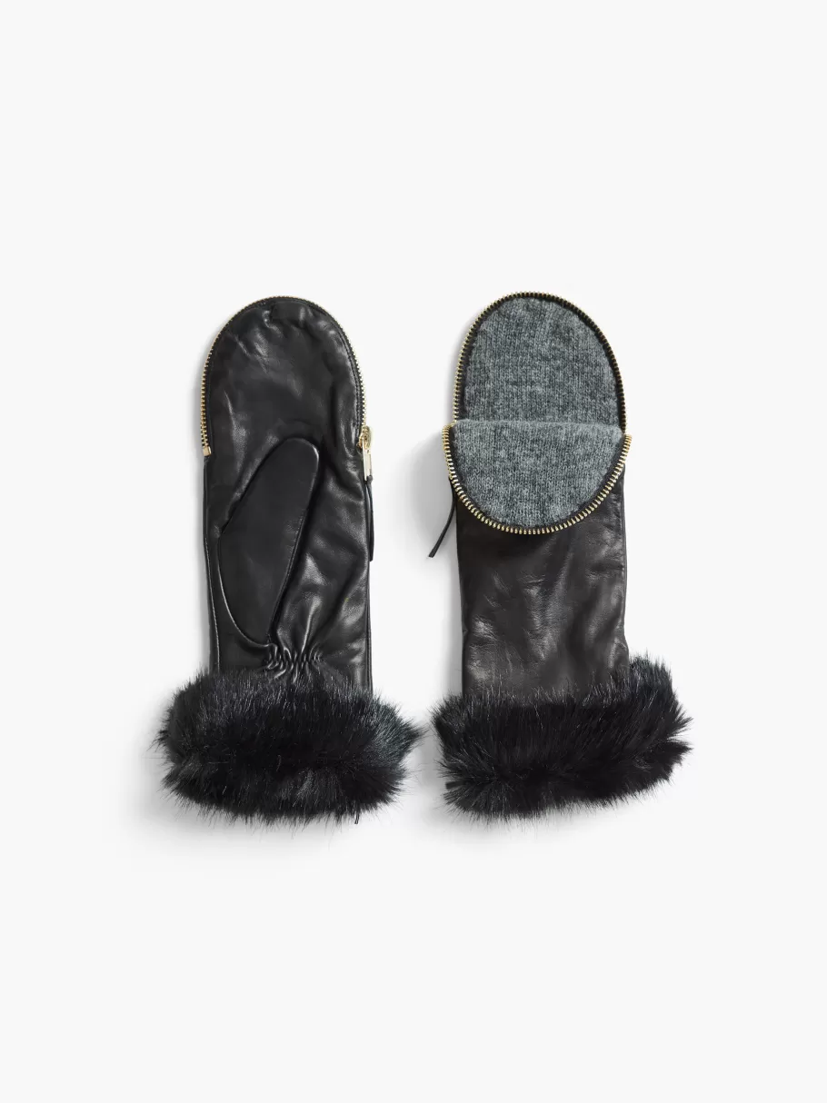NIC+ZOE Amato Zipper Mitten W/ Faux Fur Mouton Cuff^Women Scarves + Gloves