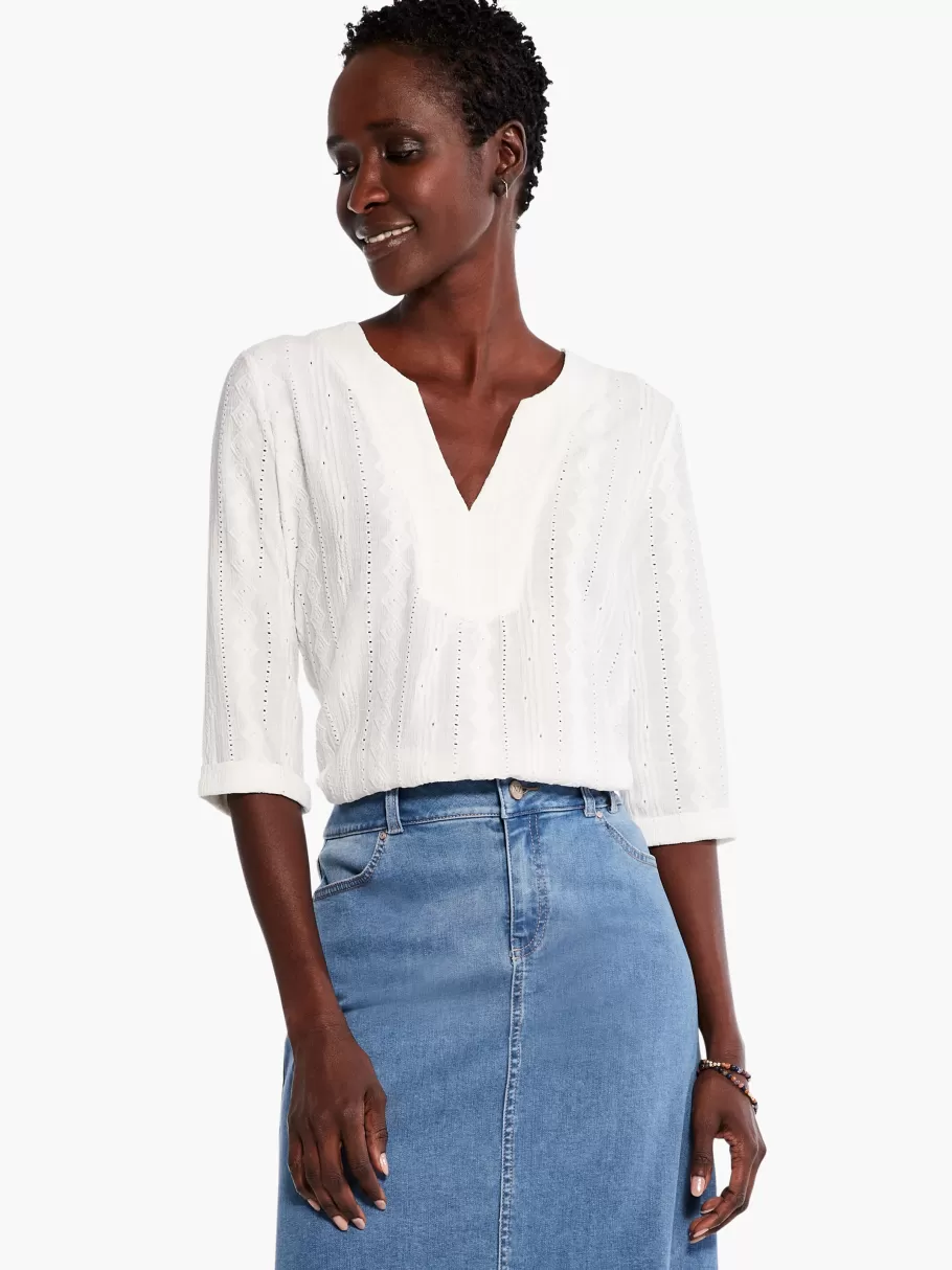 NIC+ZOE Angled Lace Top^Women Knit Tops + Tees