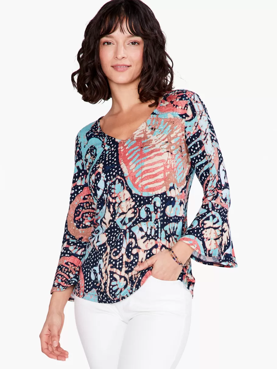 NIC+ZOE Batik Stamp Top^Women Knit Tops + Tees