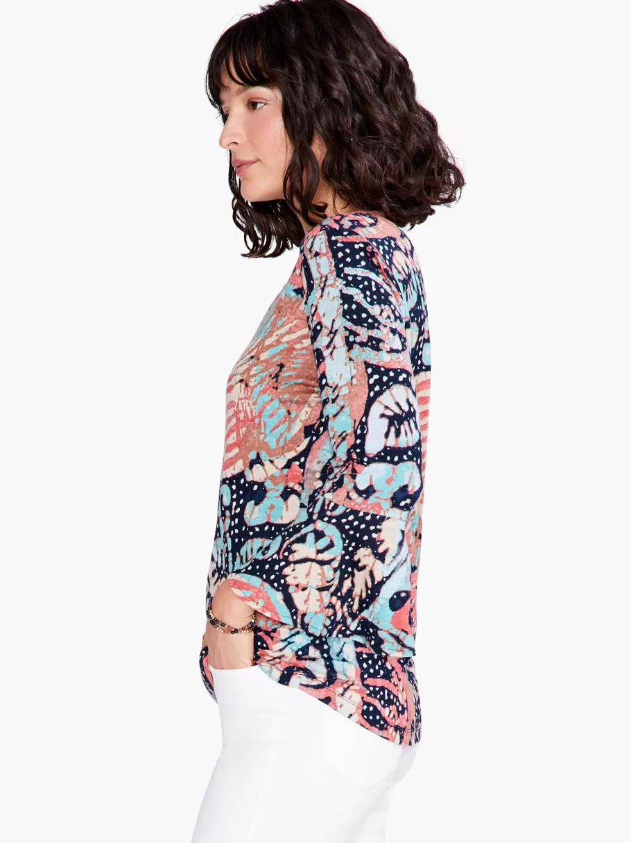 NIC+ZOE Batik Stamp Top^Women Knit Tops + Tees
