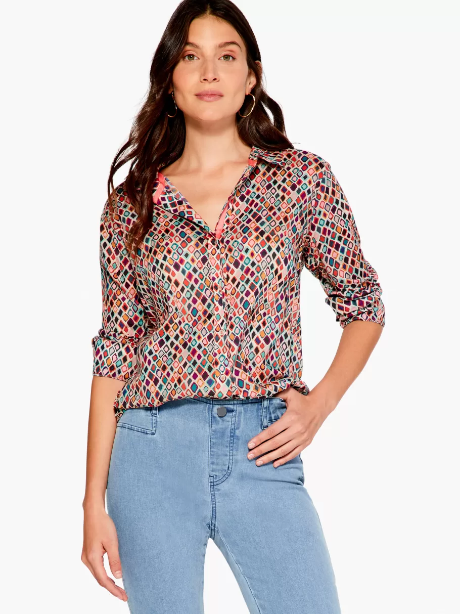 NIC+ZOE Beach Glass Crinkle Shirt^Women Shirts + Blouses