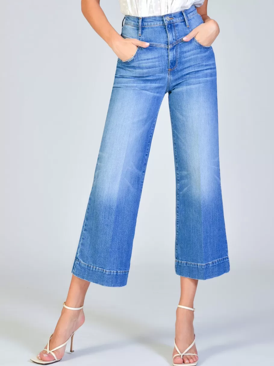 NIC+ZOE Black Orchid Emma Double Yoke Wide Leg Crop^Women Pants
