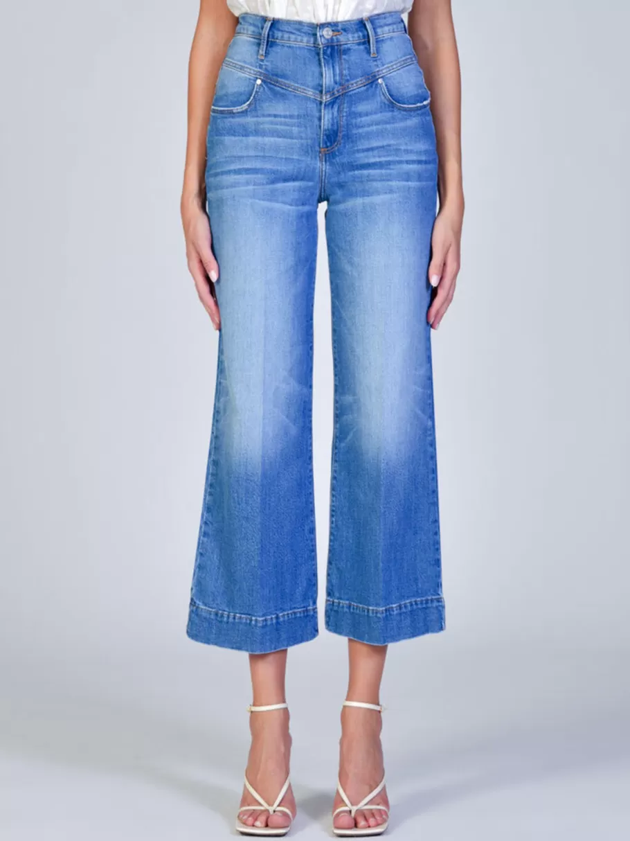 NIC+ZOE Black Orchid Emma Double Yoke Wide Leg Crop^Women Pants