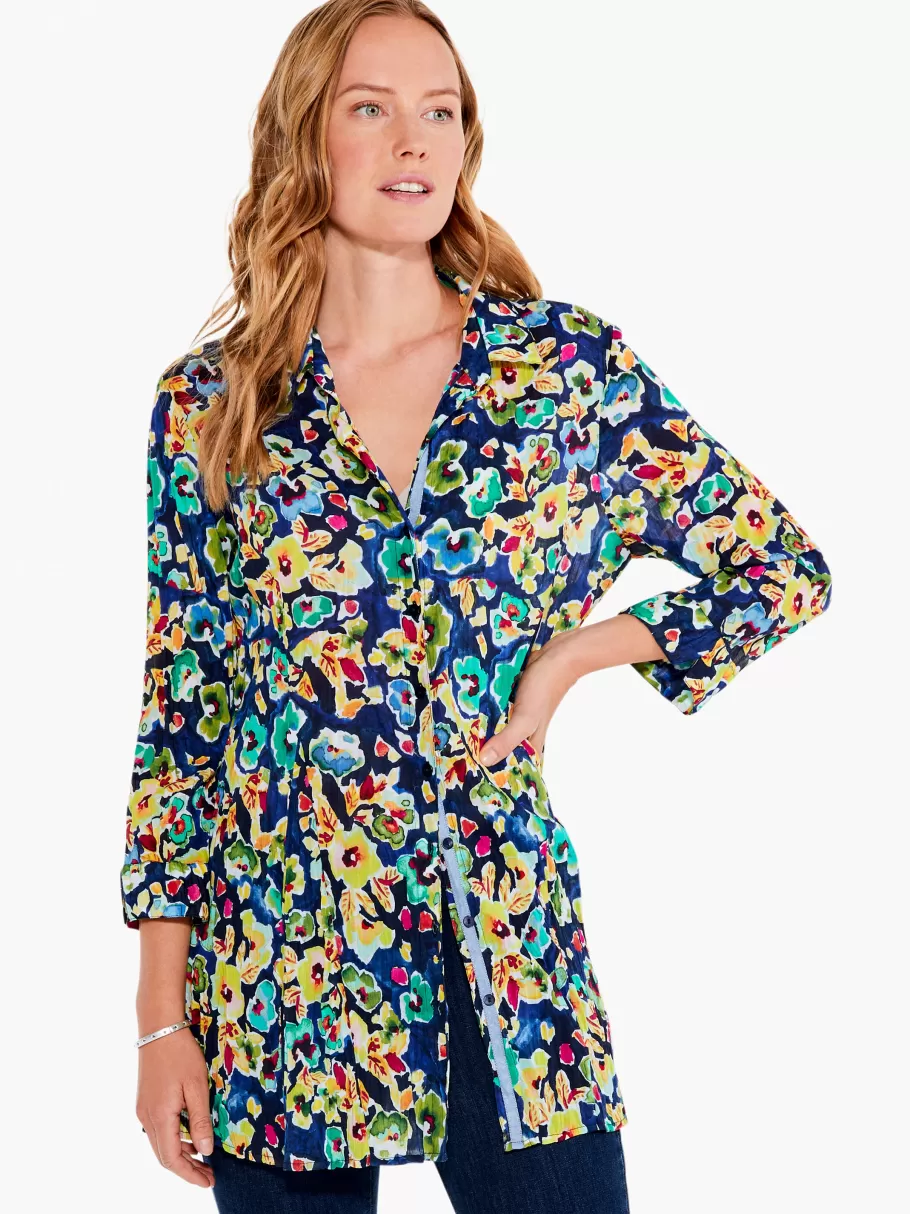 NIC+ZOE Bold Blossoms Crinkle Shirt^Women Shirts + Blouses