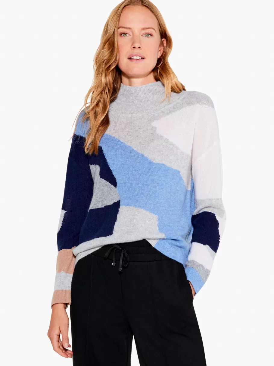 NIC+ZOE Cascading Blues Cashmere Sweater^Women Sweaters