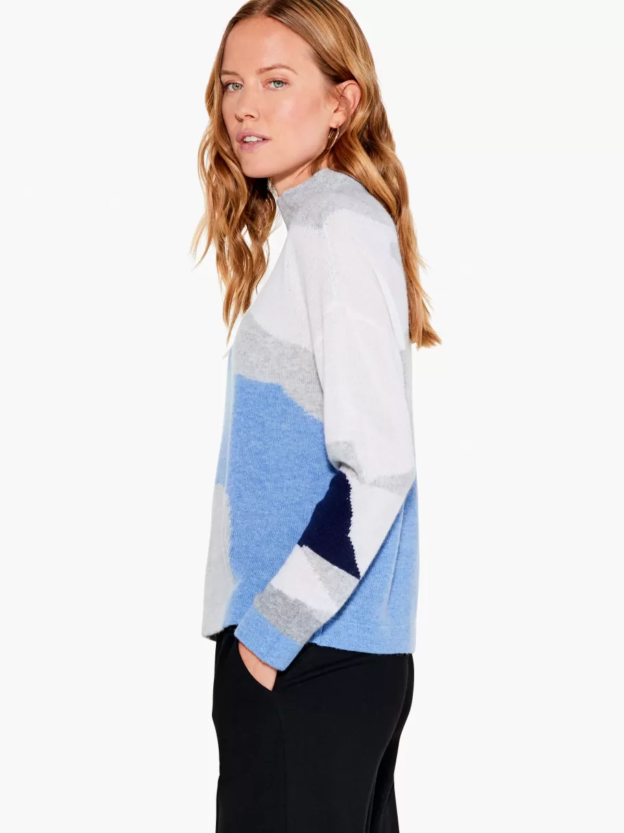 NIC+ZOE Cascading Blues Cashmere Sweater^Women Sweaters