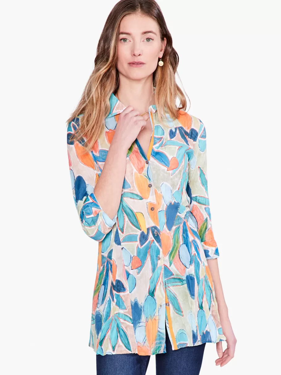 NIC+ZOE Citrus Grove Long Crinkle Shirt^Women Shirts + Blouses
