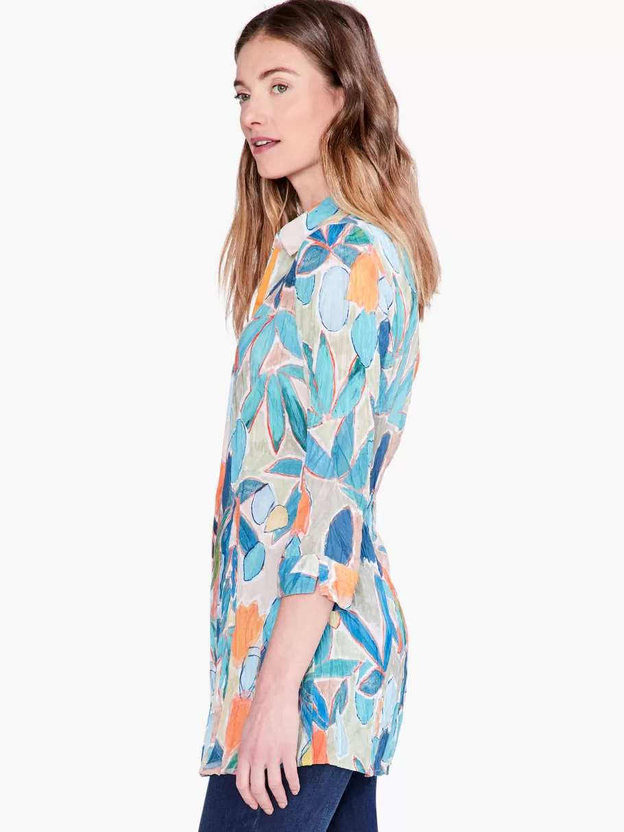 NIC+ZOE Citrus Grove Long Crinkle Shirt^Women Shirts + Blouses