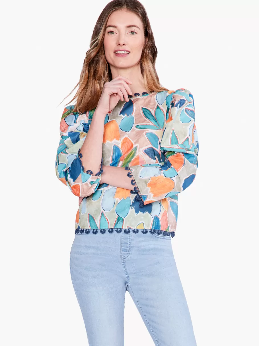 NIC+ZOE Citrus Grove Puff Sleeve Top^Women Shirts + Blouses
