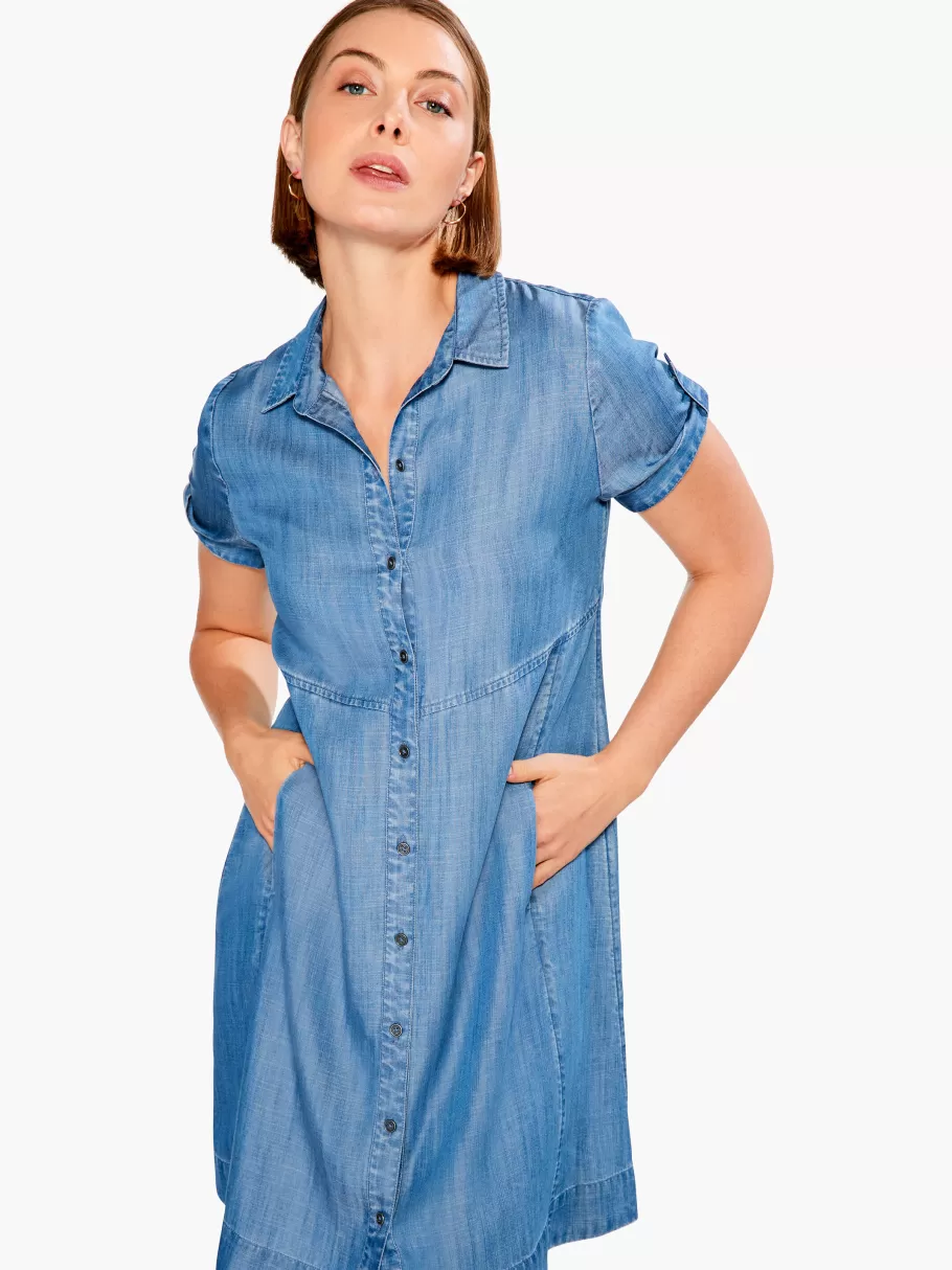 NIC+ZOE Drapey Denim Shirt Dress^Women Dresses + Skirts