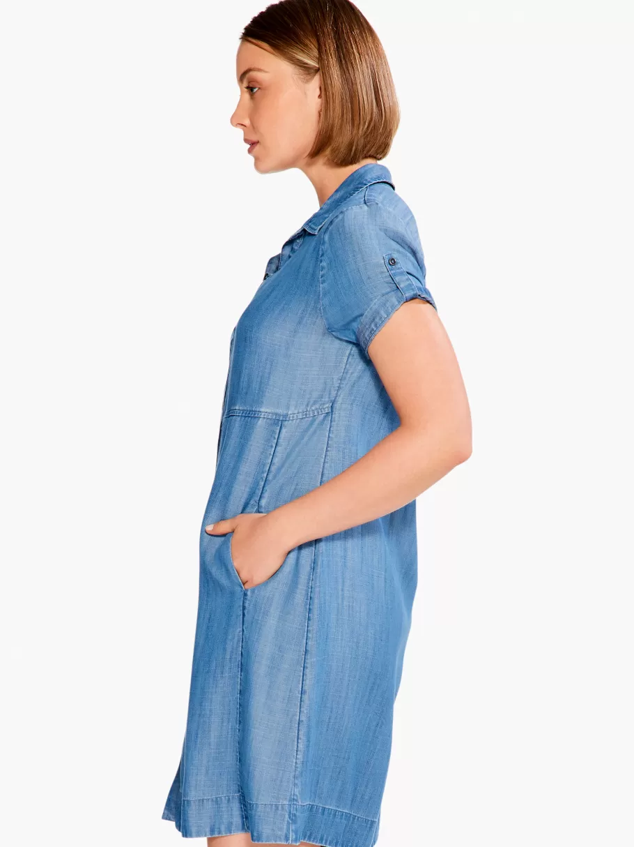 NIC+ZOE Drapey Denim Shirt Dress^Women Dresses + Skirts