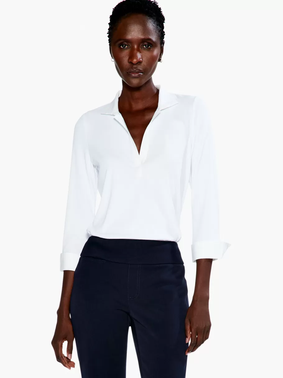 NIC+ZOE Drapey Rib Collared Top^Women Knit Tops + Tees