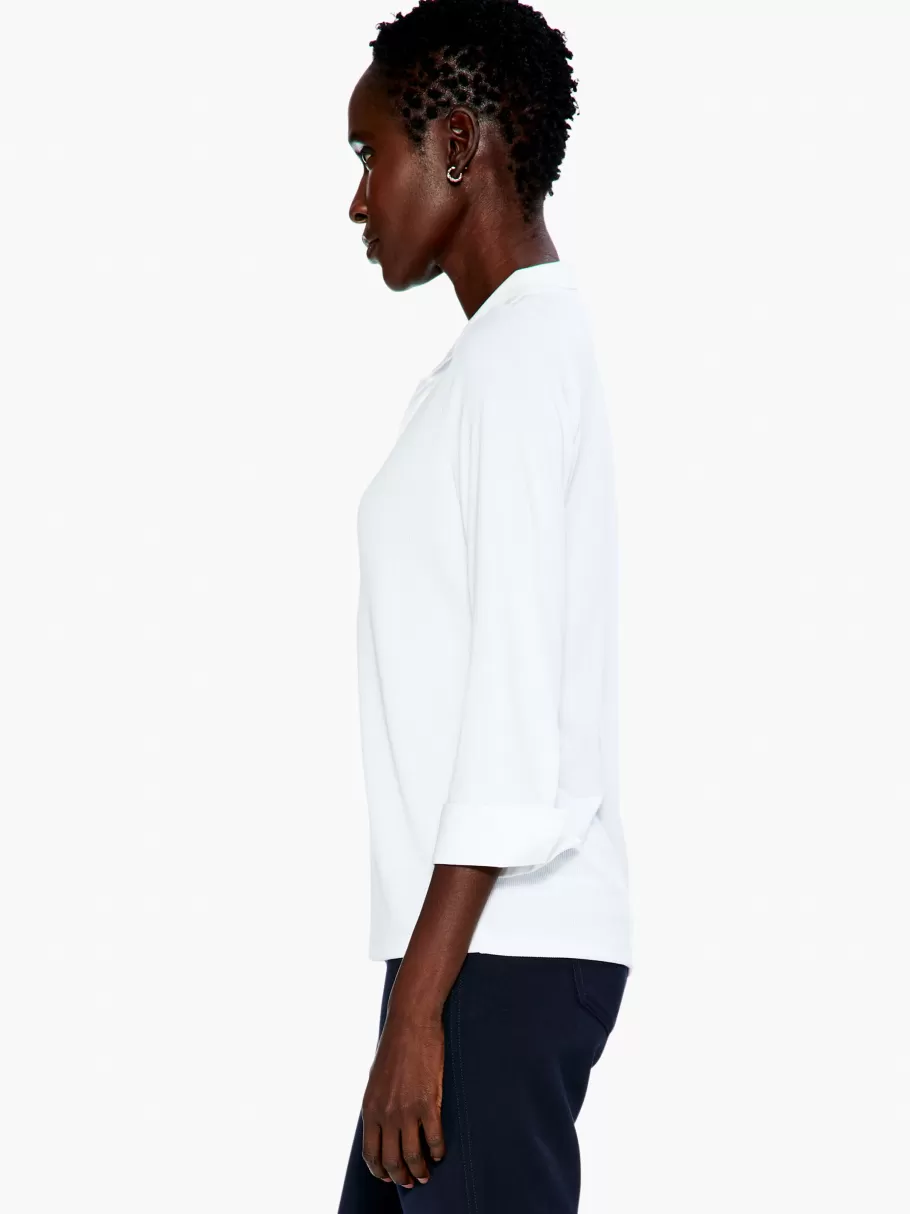 NIC+ZOE Drapey Rib Collared Top^Women Knit Tops + Tees