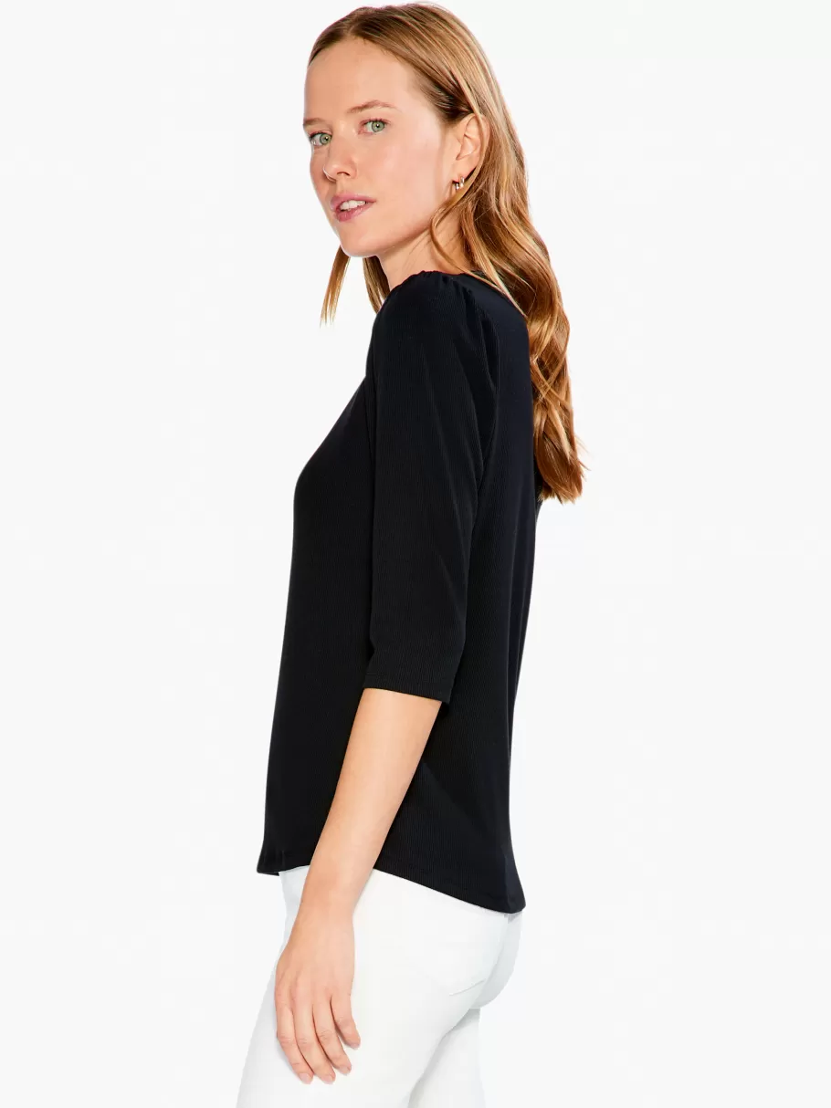 NIC+ZOE Drapey Rib Puff Sleeve Tee^Women Knit Tops + Tees