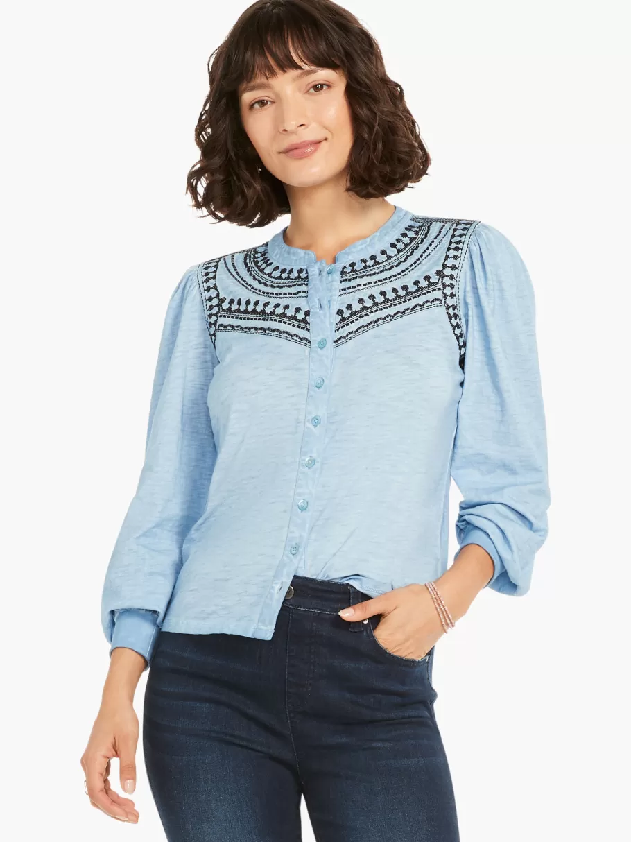 NIC+ZOE Embroidered Pop Shirt^Women Knit Tops + Tees