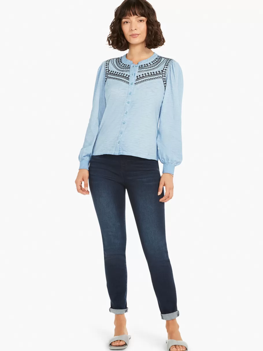 NIC+ZOE Embroidered Pop Shirt^Women Knit Tops + Tees