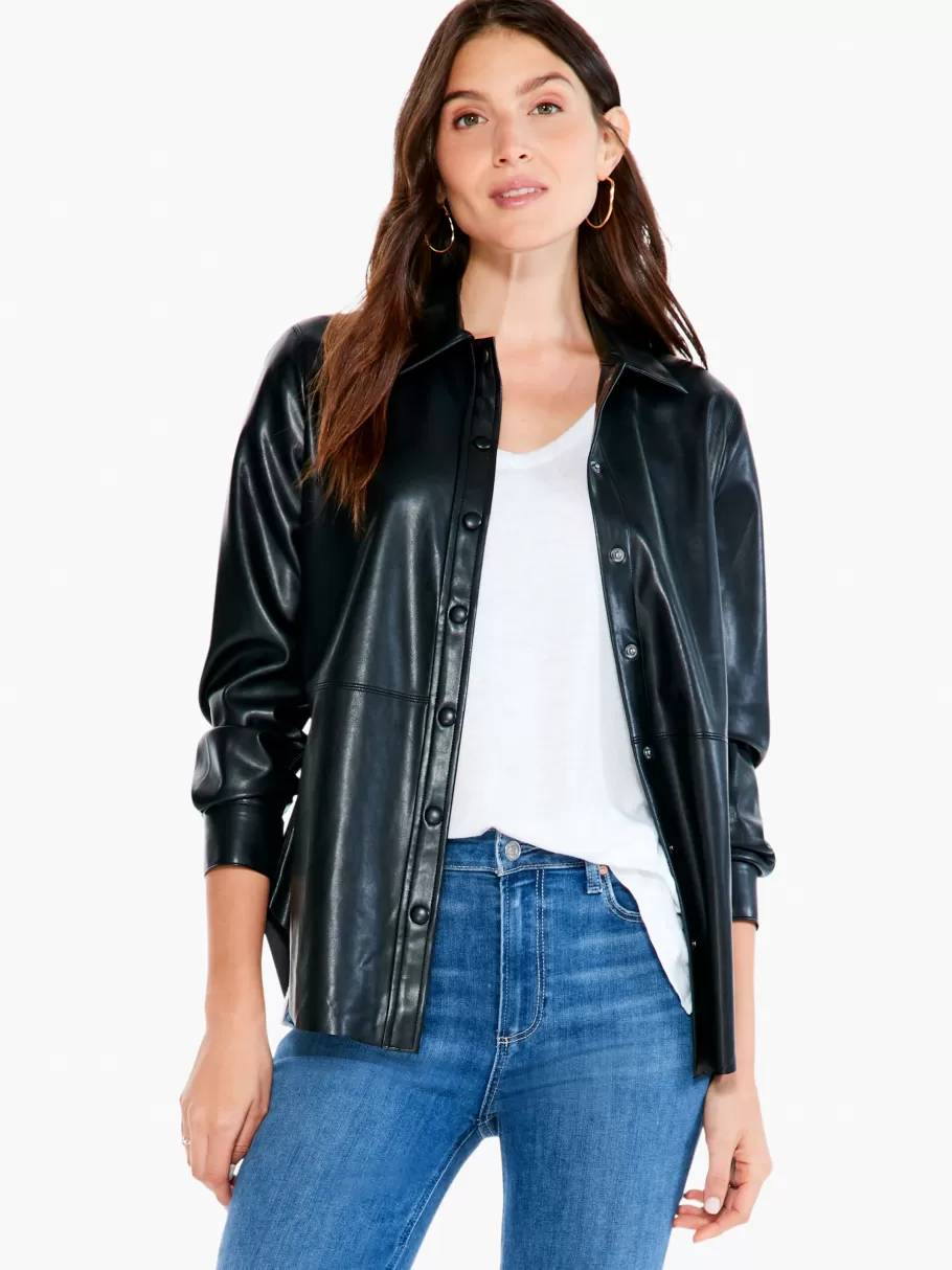 NIC+ZOE Faux Leather Shirt^Women Knit Tops + Tees