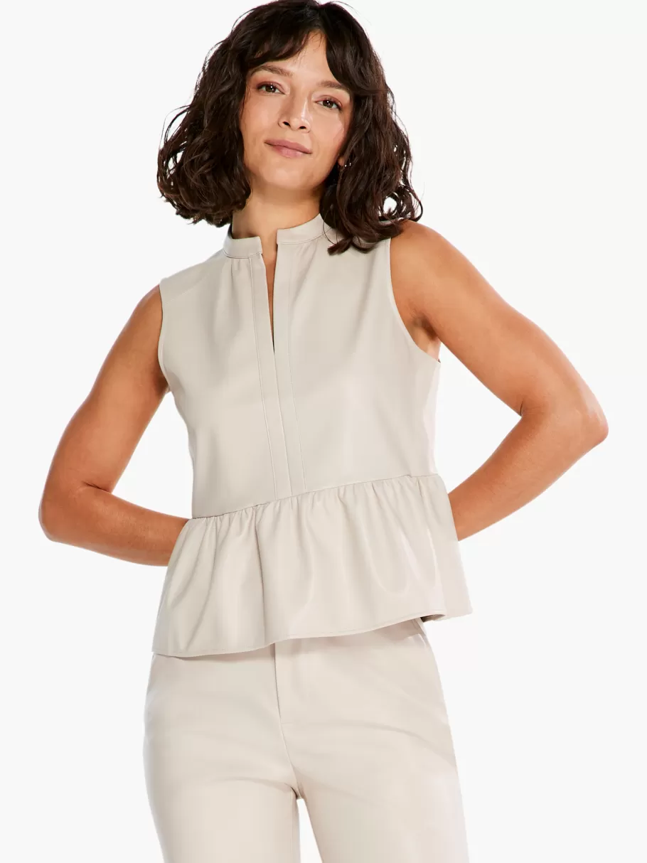 NIC+ZOE Faux Leather Swing Top^Women Knit Tops + Tees