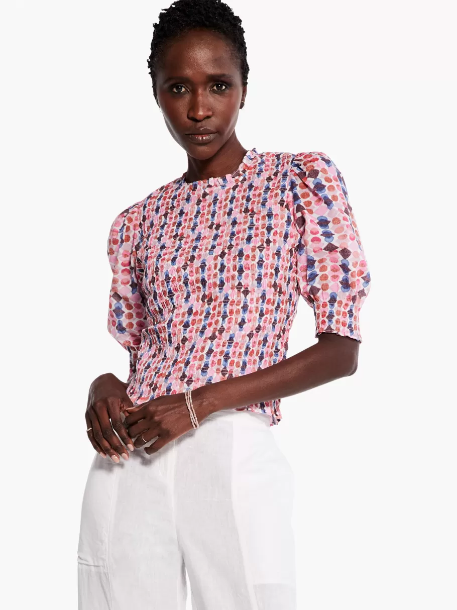 NIC+ZOE Geo Dots Smocked Top^Women Shirts + Blouses
