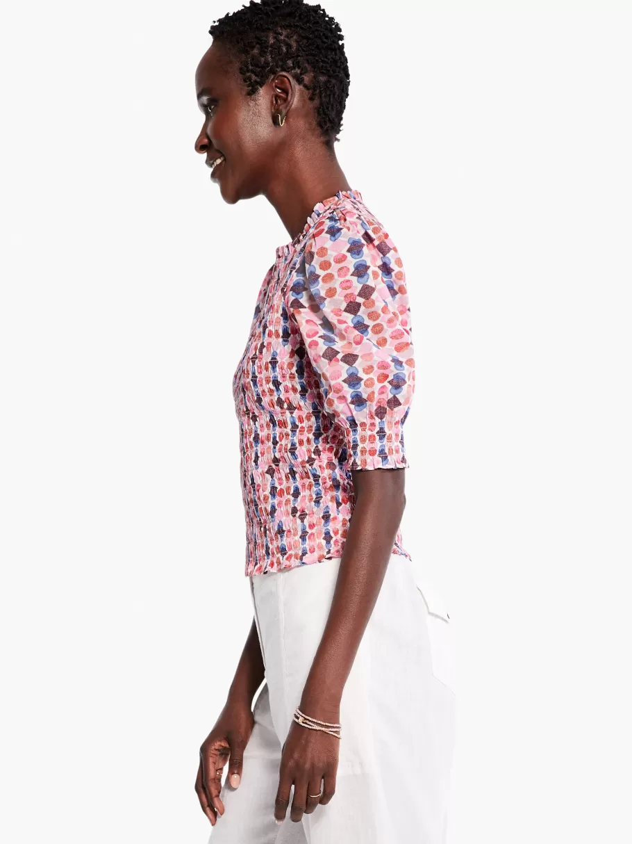 NIC+ZOE Geo Dots Smocked Top^Women Shirts + Blouses