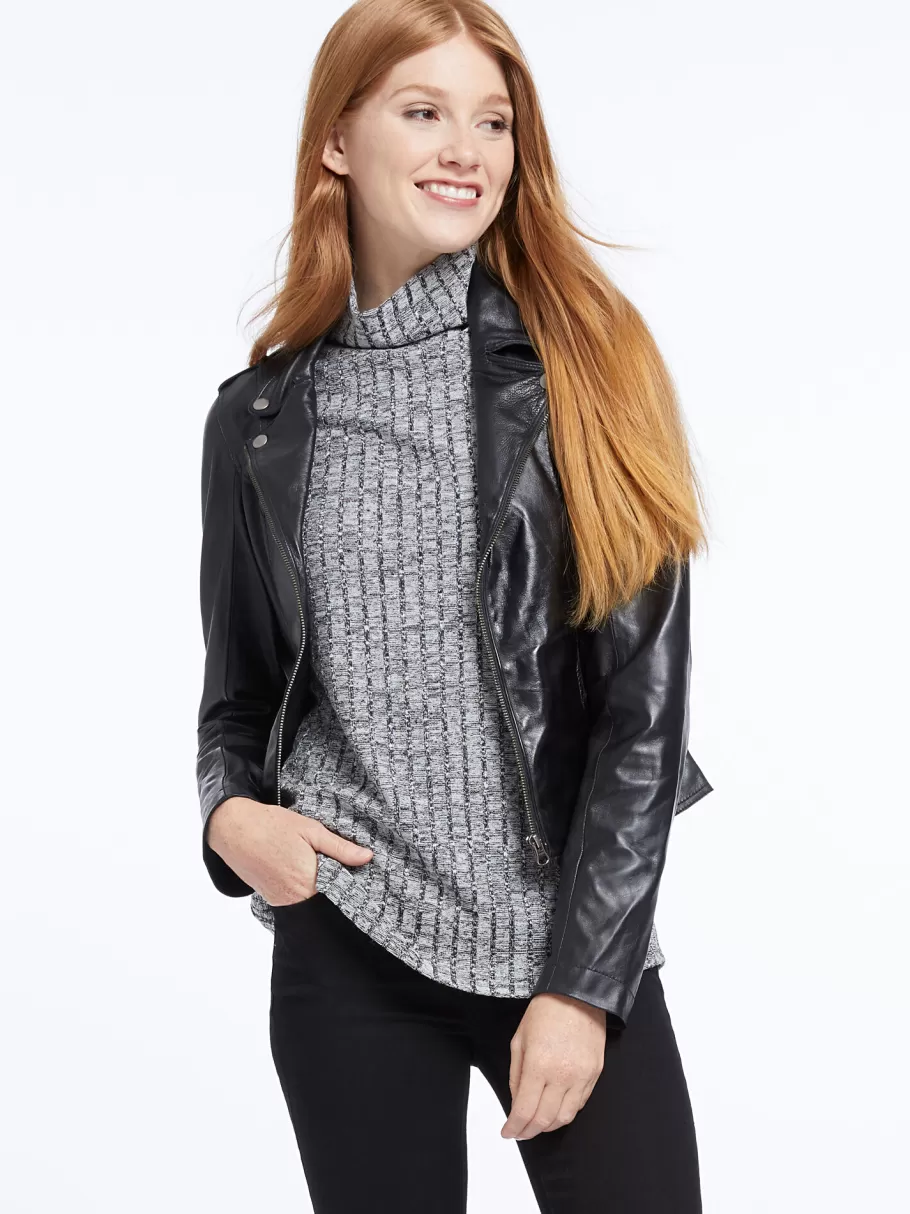 NIC+ZOE Jakett Washable Leather Moto Jacket^Women Jackets + Blazers