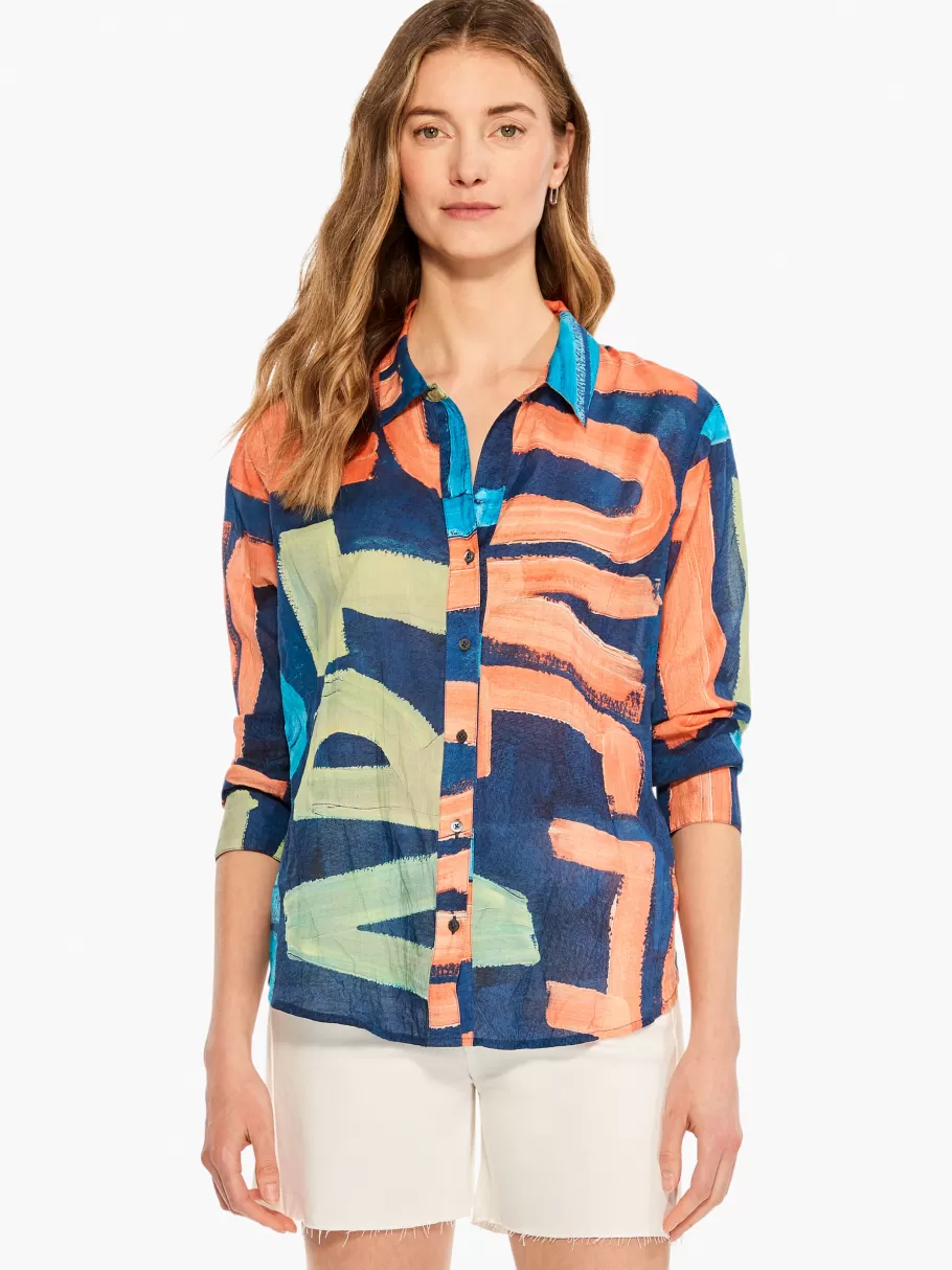 NIC+ZOE Love Art Joy Crinkle Shirt^Women Shirts + Blouses