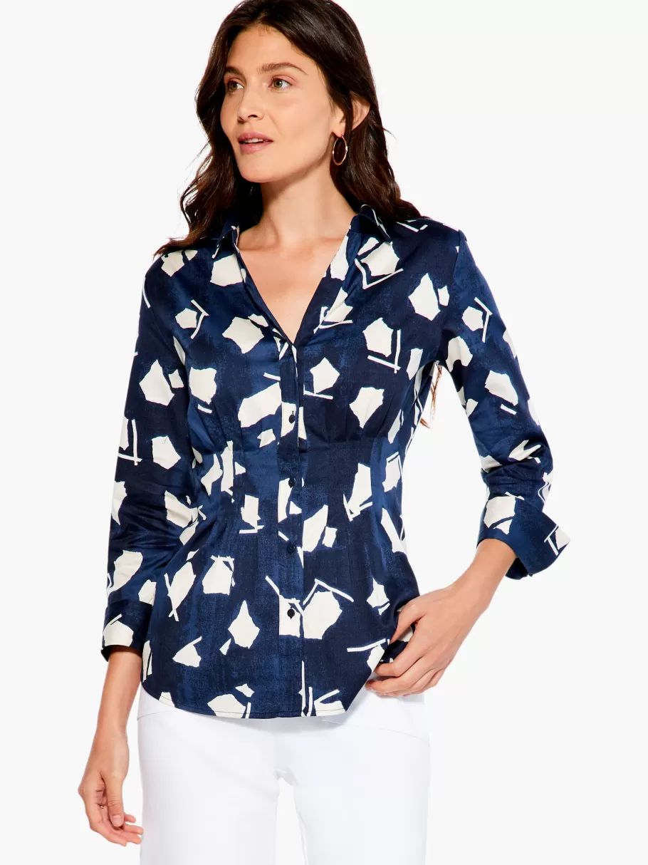 NIC+ZOE Mosaic Blues Shirt^Women Shirts + Blouses