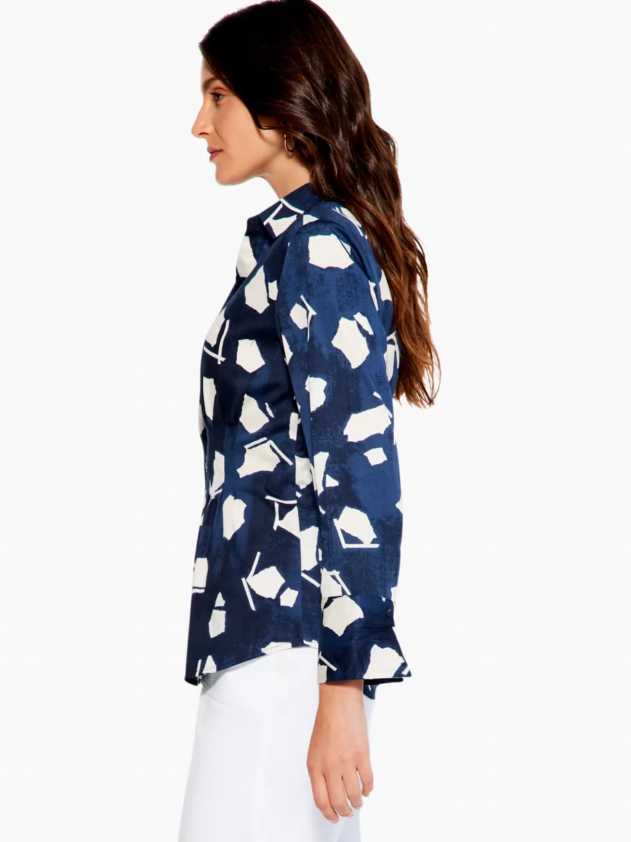 NIC+ZOE Mosaic Blues Shirt^Women Shirts + Blouses