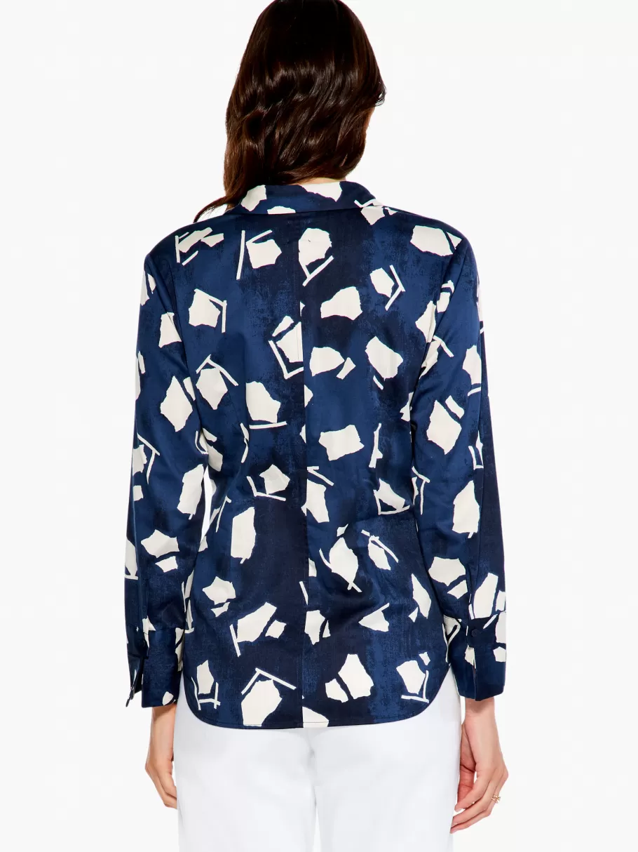 mosaic_blues_shirt_2.webp NIC+ZOE Mosaic Blues Shirt^Women Shirts + Blouses