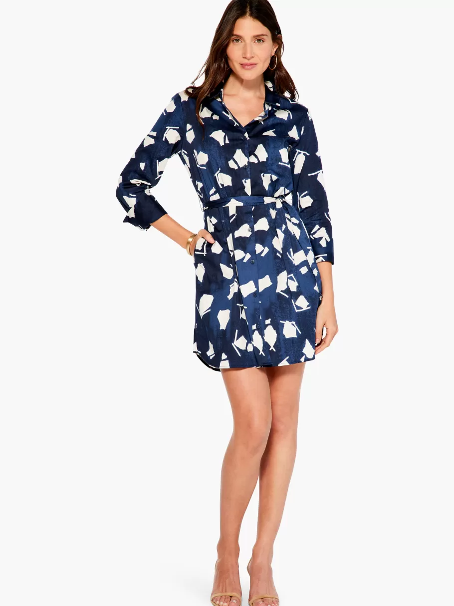NIC+ZOE Mosaic Blues Shirt Dress^Women Dresses + Skirts