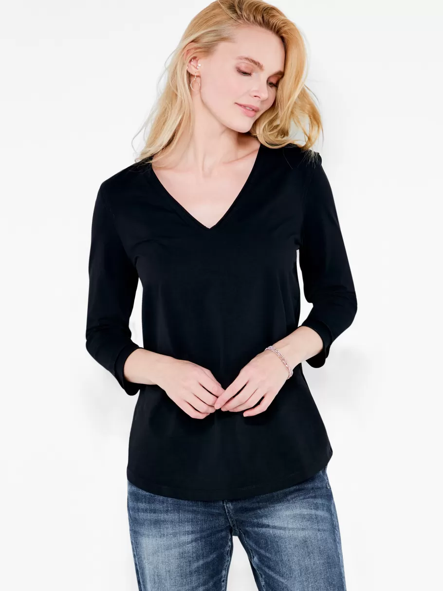 NIC+ZOE Nzt 3/4 Sleeve Roll V Tee^Women Knit Tops + Tees