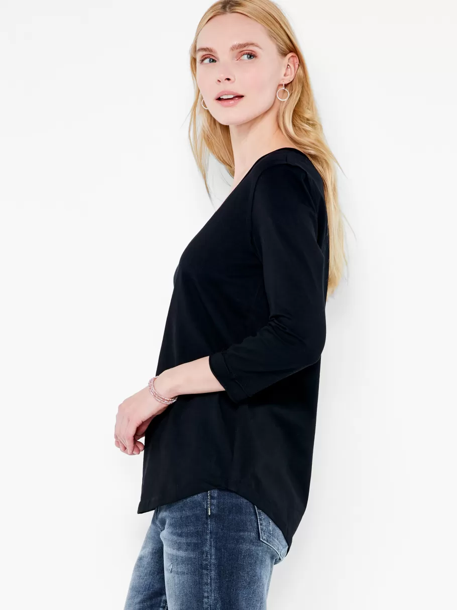 NIC+ZOE Nzt 3/4 Sleeve Roll V Tee^Women Knit Tops + Tees