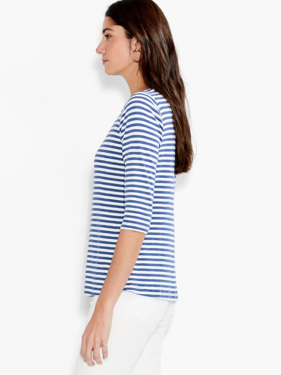 NIC+ZOE Nzt 3/4 Sleeve Stripe Boat Tee^Women Knit Tops + Tees