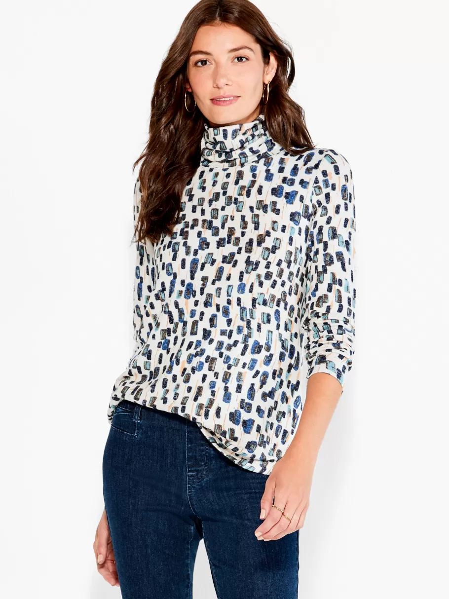 NIC+ZOE Nzt Abstract Blocks Long Sleeve Turtleneck^Women Knit Tops + Tees