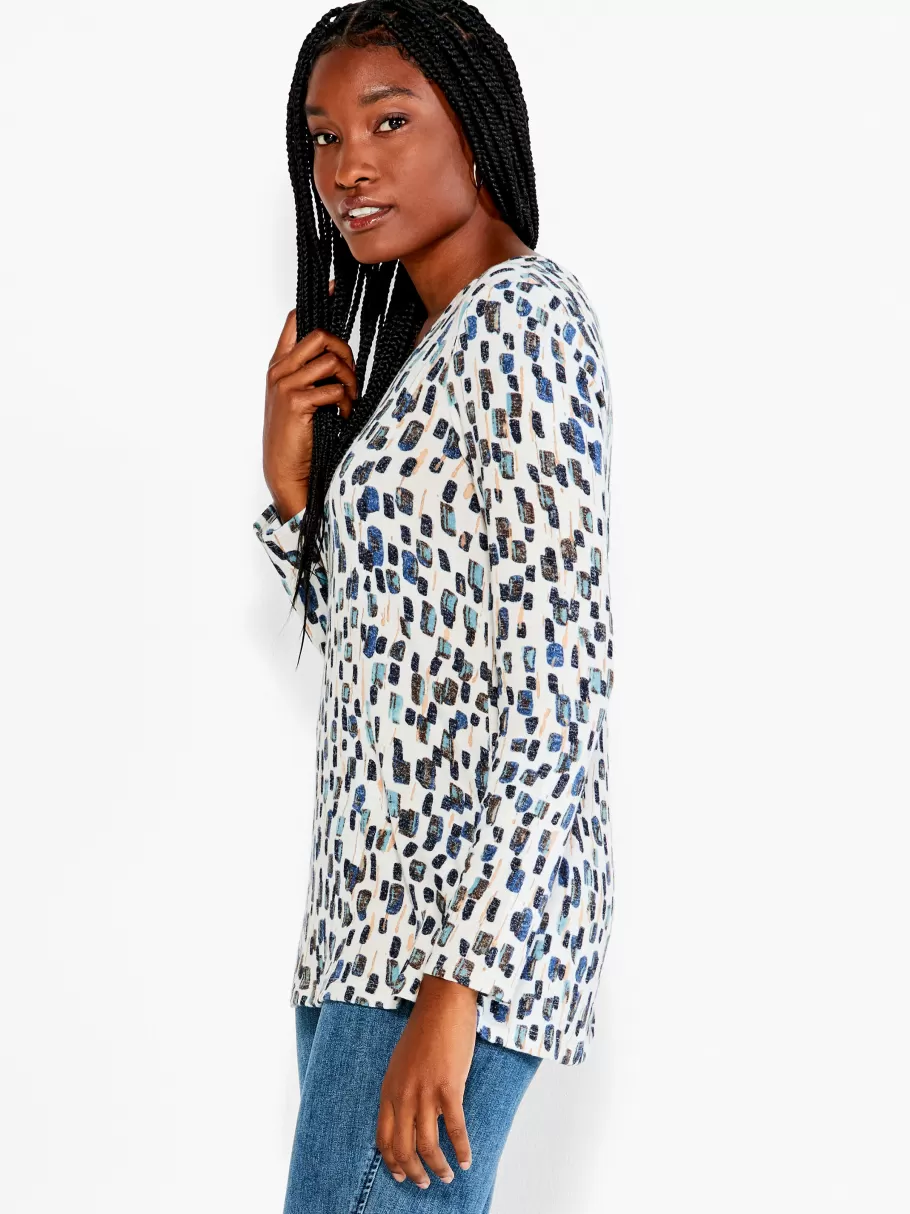 NIC+ZOE Nzt Abstract Blocks Long Sleeve V Tee^Women Knit Tops + Tees