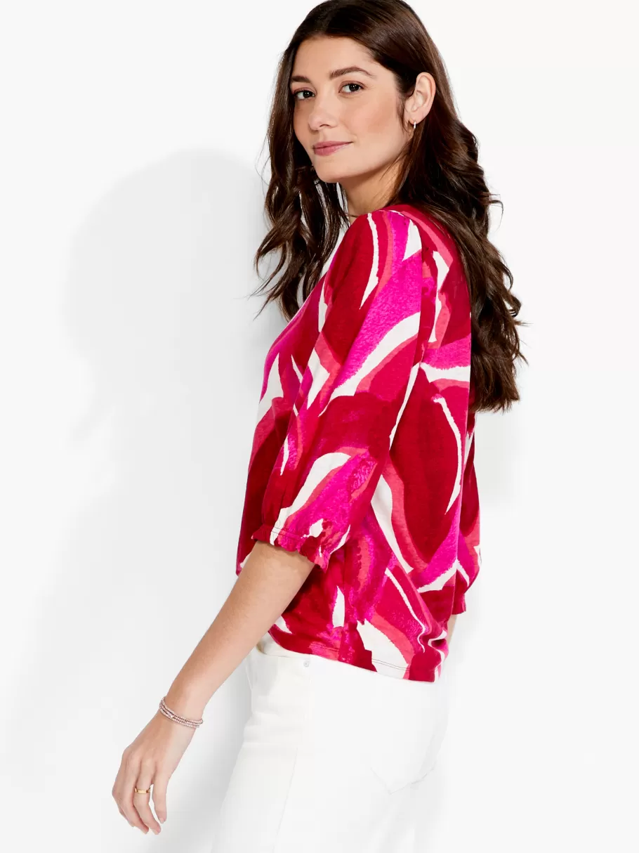 NIC+ZOE Nzt Blooms 3/4 Sleeve Split Neck Tee^Women Knit Tops + Tees