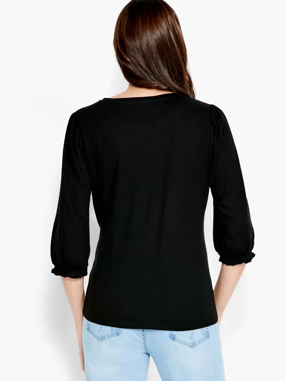 nzt_crew_neck__pleated_sleeve_tee_2.webp NIC+ZOE Nzt Crew Neck 3/4 Pleated Sleeve Tee^Women Knit Tops + Tees