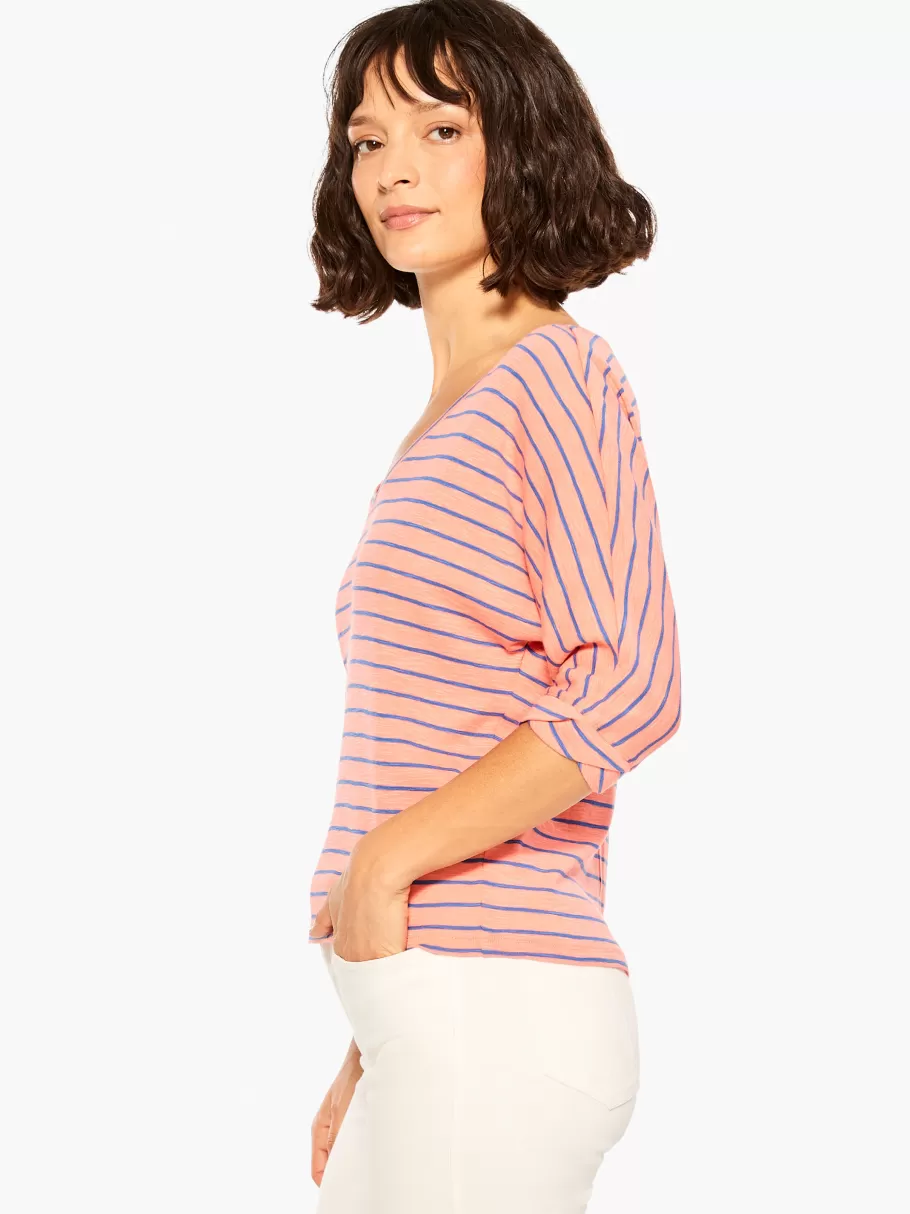 NIC+ZOE Nzt Elbow Sleeve V Striped Tee^Women Knit Tops + Tees