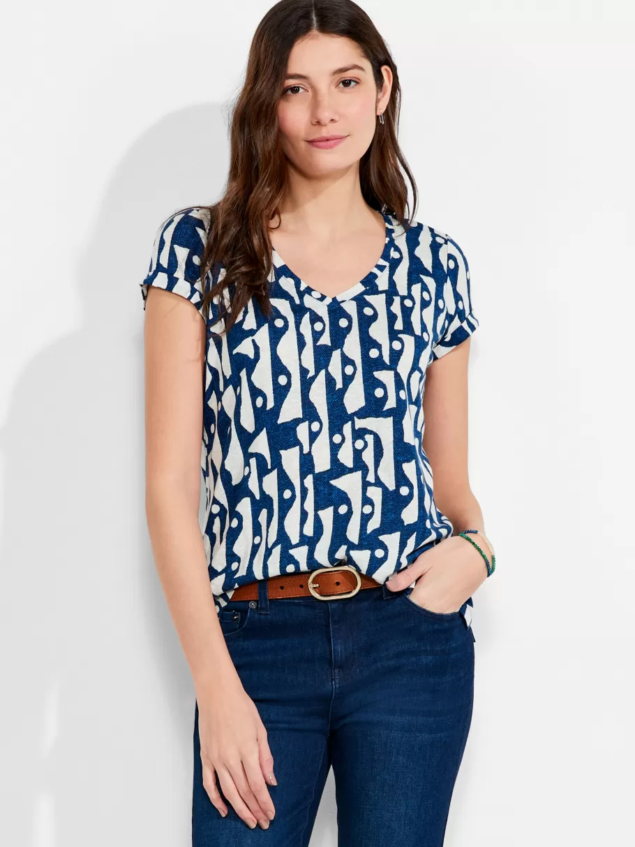 NIC+ZOE Nzt High Seas Short Sleeve V Tee^Women Knit Tops + Tees
