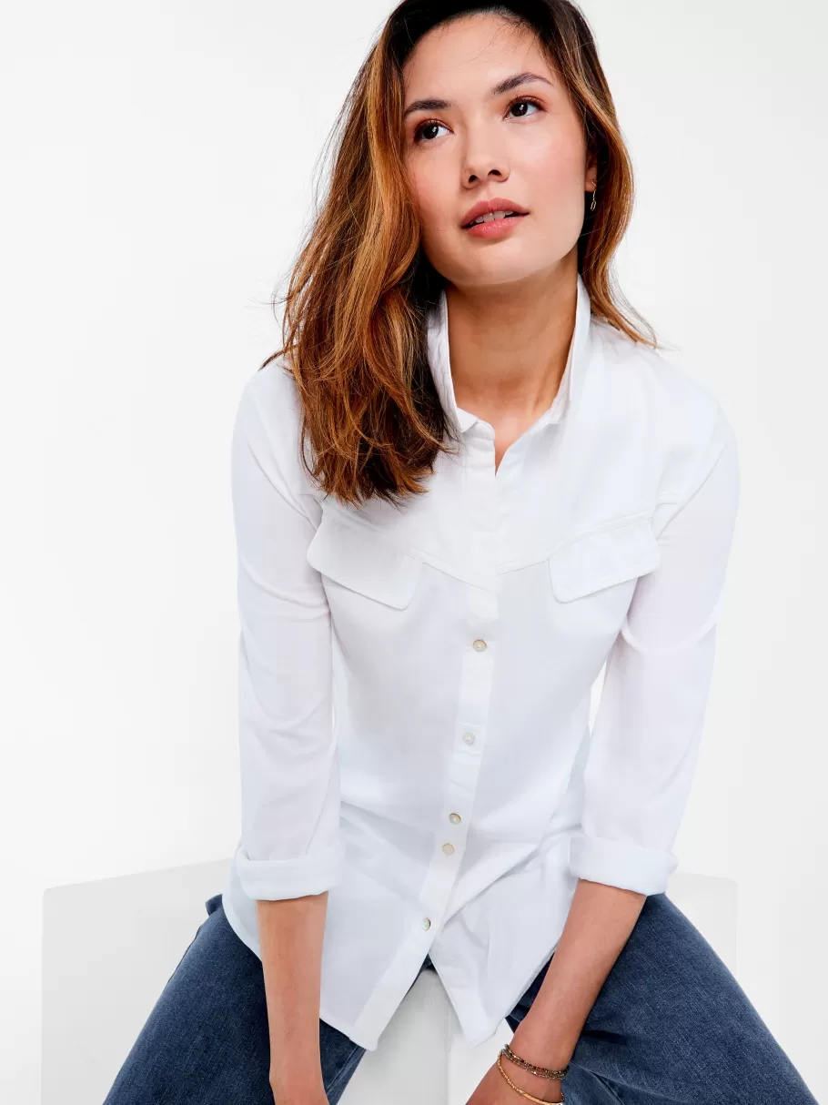 NIC+ZOE Nzt Long Sleeve Angled Pocket Shirt^Women Knit Tops + Tees