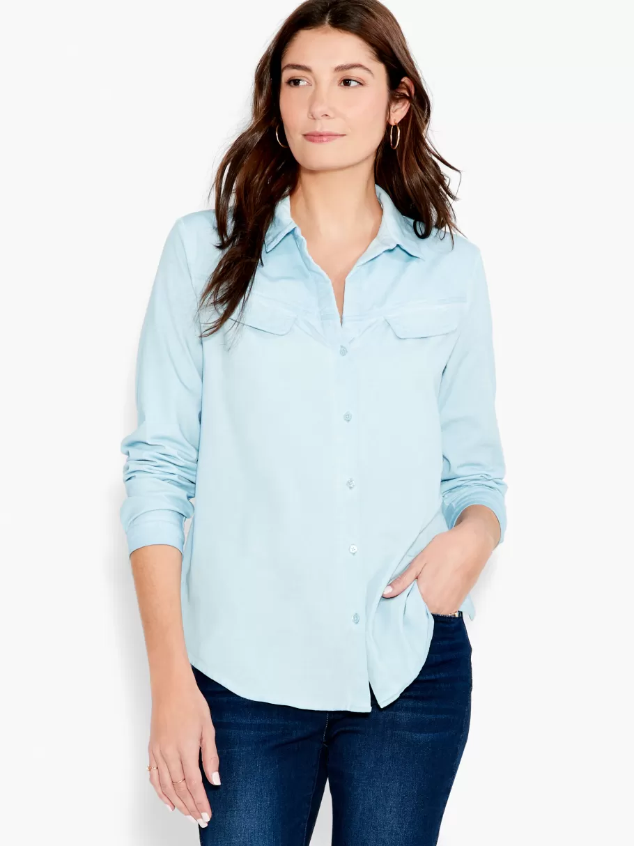 NIC+ZOE Nzt Long Sleeve Angled Pocket Shirt^Women Knit Tops + Tees