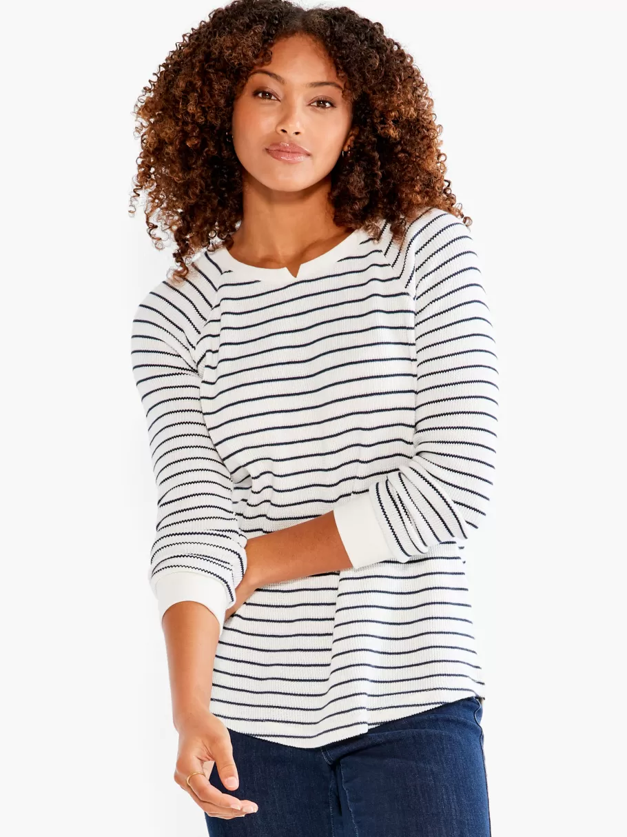 NIC+ZOE Nzt Long Sleeve Striped Waffle Tee^Women Knit Tops + Tees