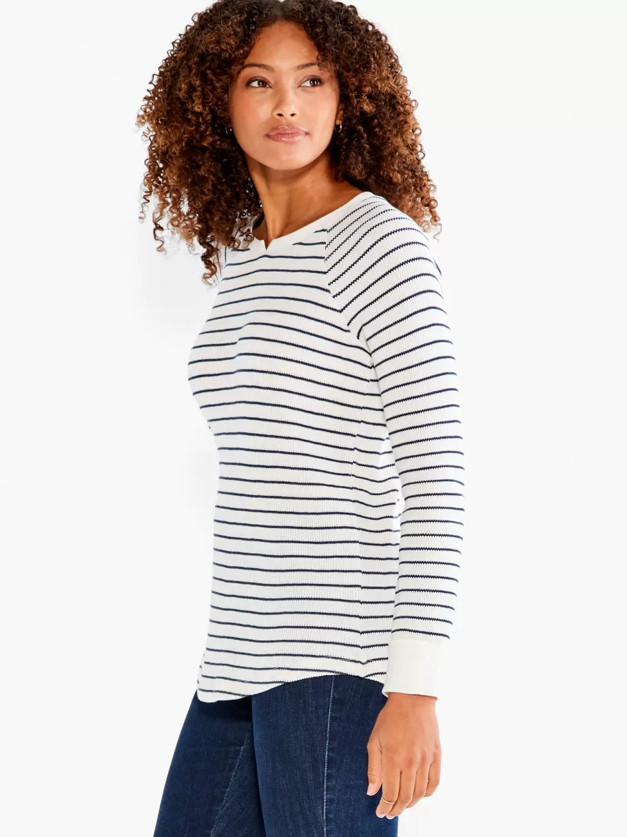 NIC+ZOE Nzt Long Sleeve Striped Waffle Tee^Women Knit Tops + Tees