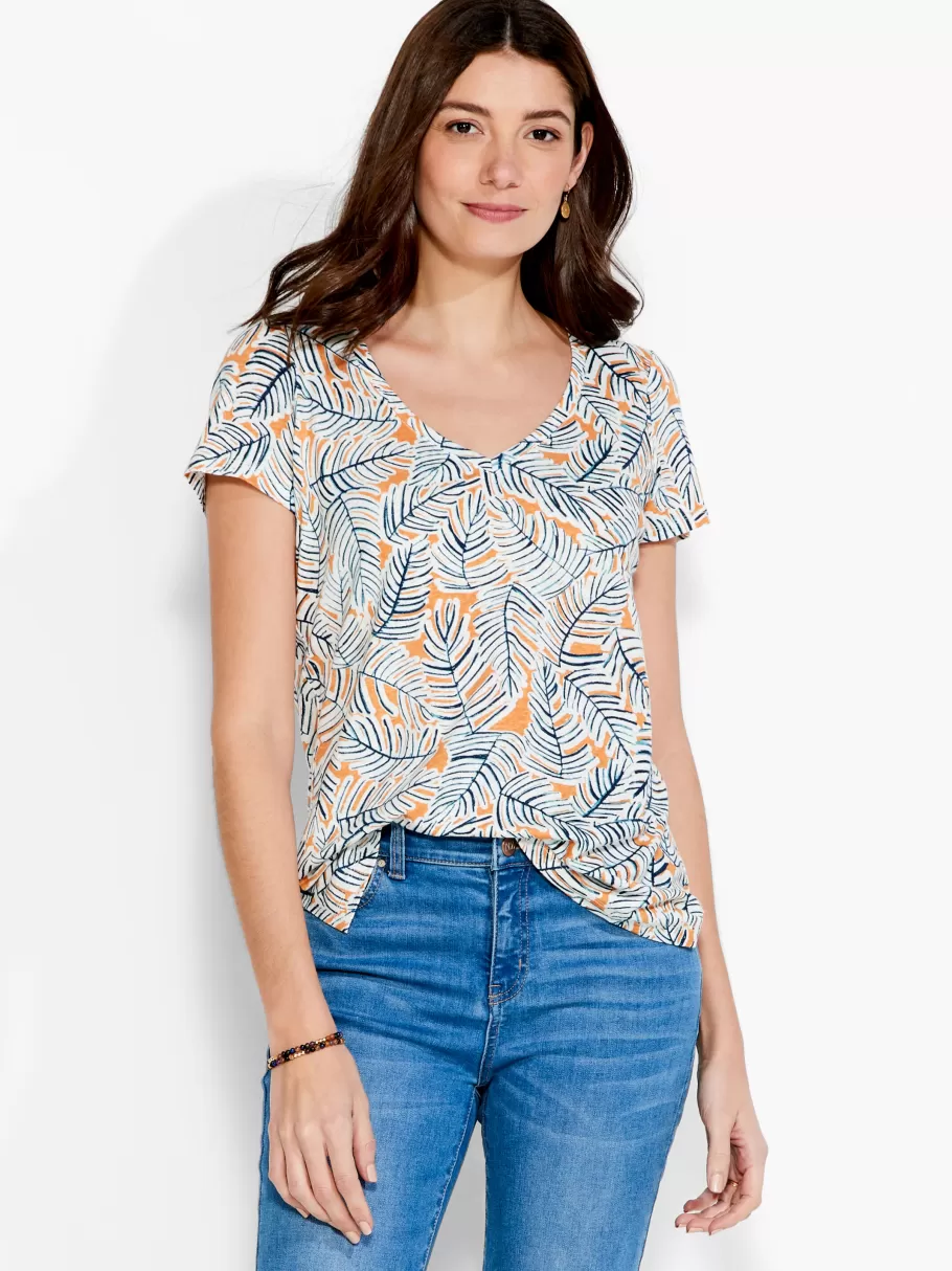 NIC+ZOE Nzt Palm Short Sleeve V Tee^Women Knit Tops + Tees