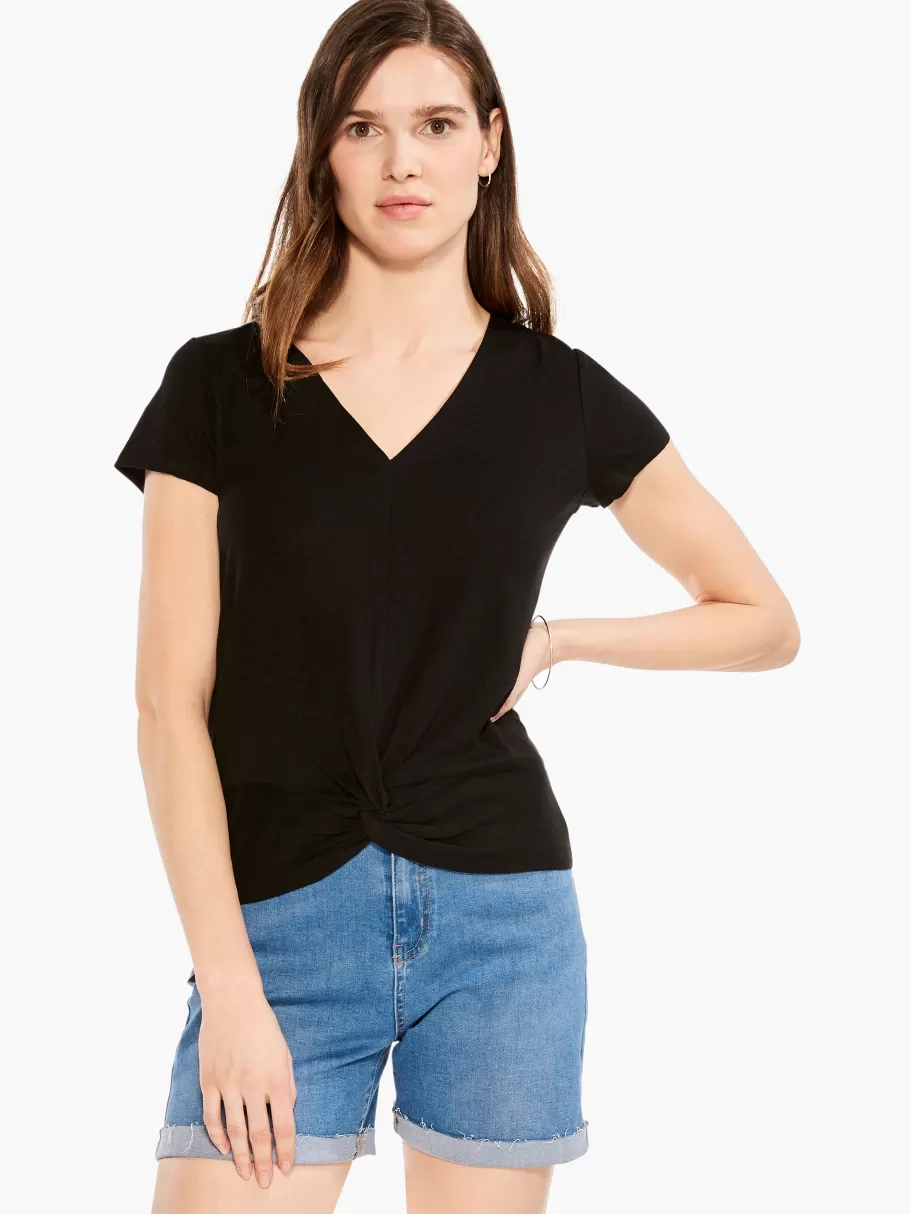 NIC+ZOE Nzt Short Sleeve Knotted V Tee^Women Knit Tops + Tees