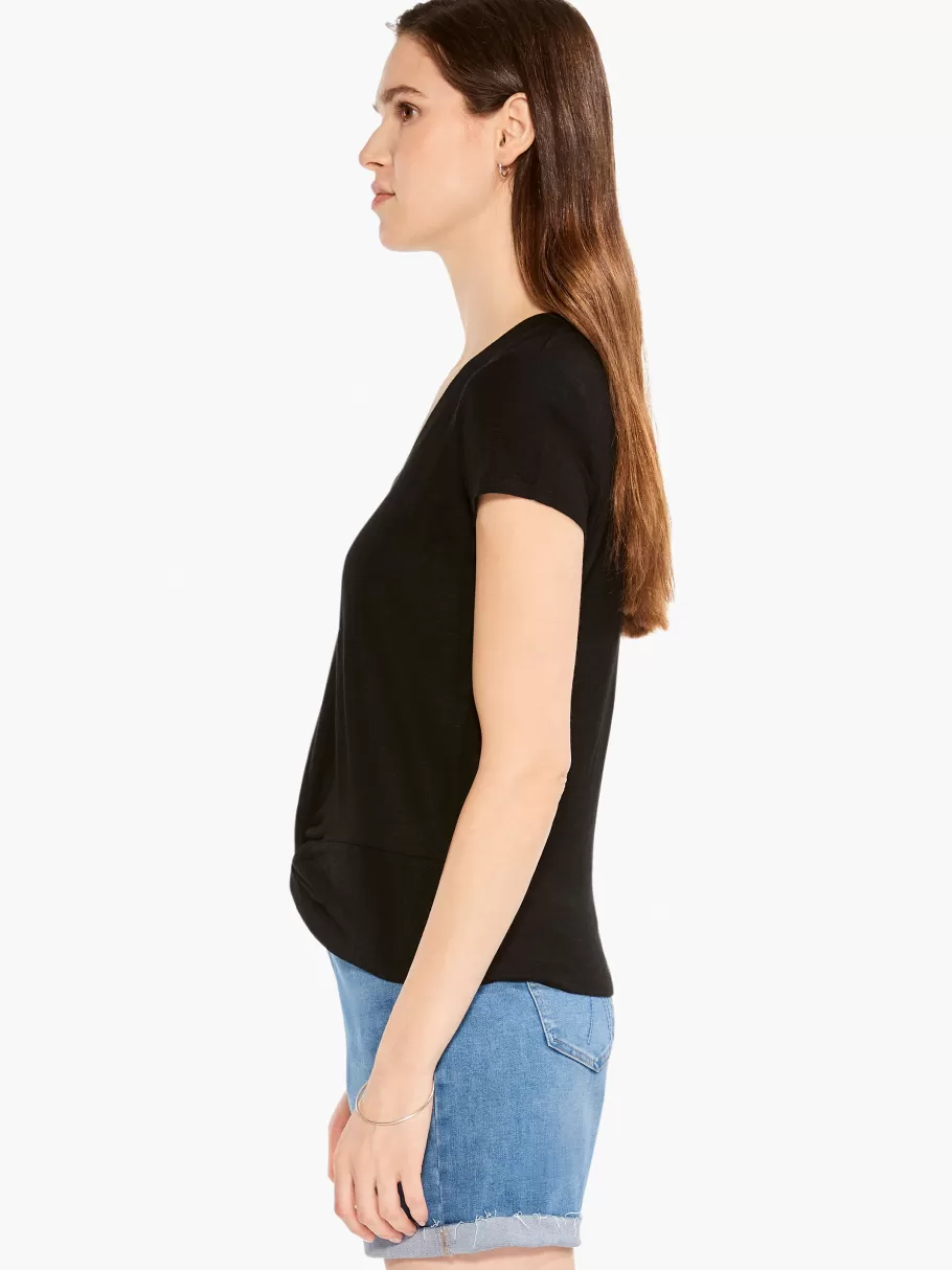 NIC+ZOE Nzt Short Sleeve Knotted V Tee^Women Knit Tops + Tees