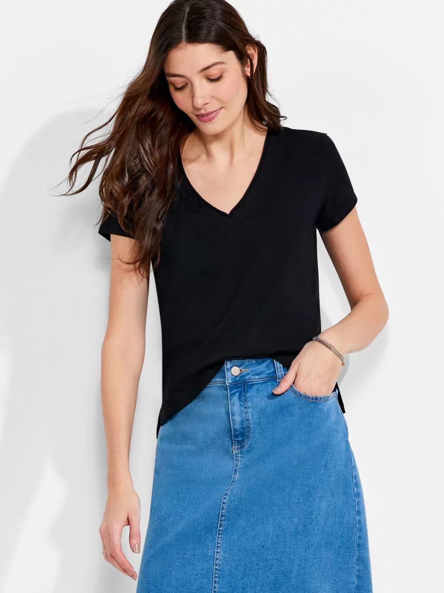 NIC+ZOE Nzt Short Sleeve Roll V Tee^Women Knit Tops + Tees