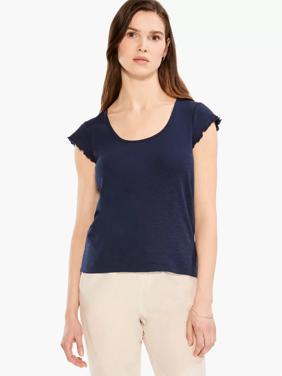 NIC+ZOE Nzt Short Sleeve Scoop Lettuce Edge Tee^Women Knit Tops + Tees