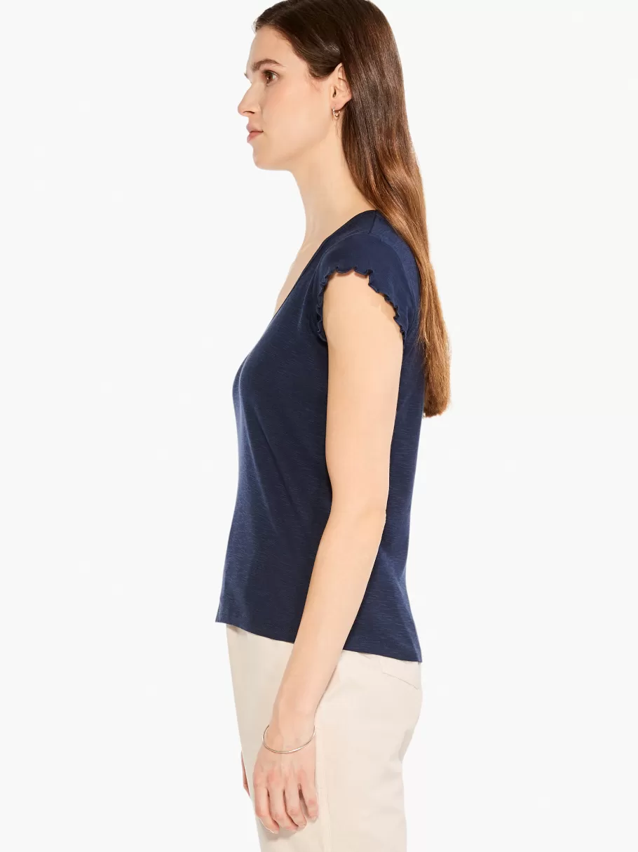 NIC+ZOE Nzt Short Sleeve Scoop Lettuce Edge Tee^Women Knit Tops + Tees